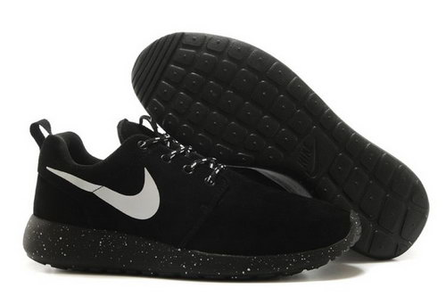 Nike Roshe Run Mens Shoes Fur Waterproof All Black Silver New Netherlands
